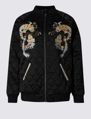 m&s quilted bomber jacket