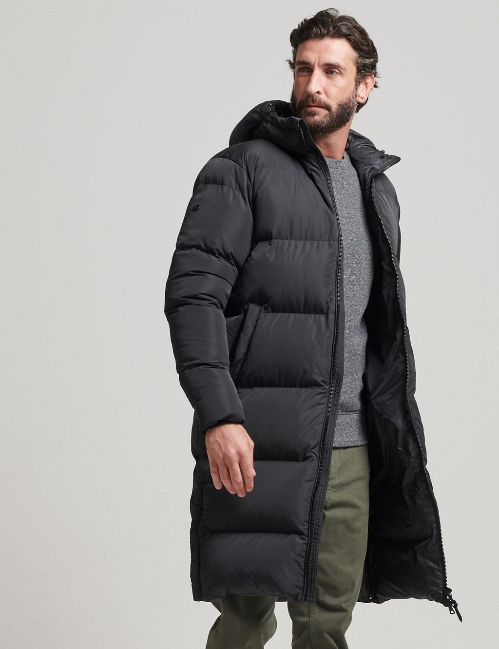 Quilted Padded Hooded Longline Puffer Coat | Superdry | M&S