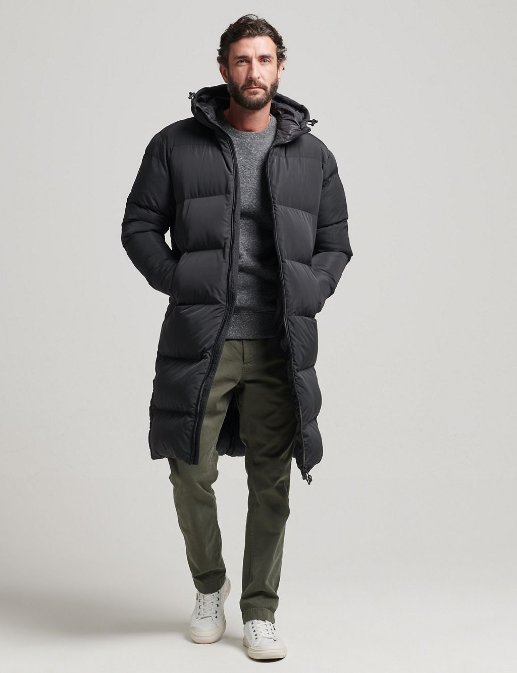 Quilted Padded Hooded Longline Puffer Coat | Superdry | M&S