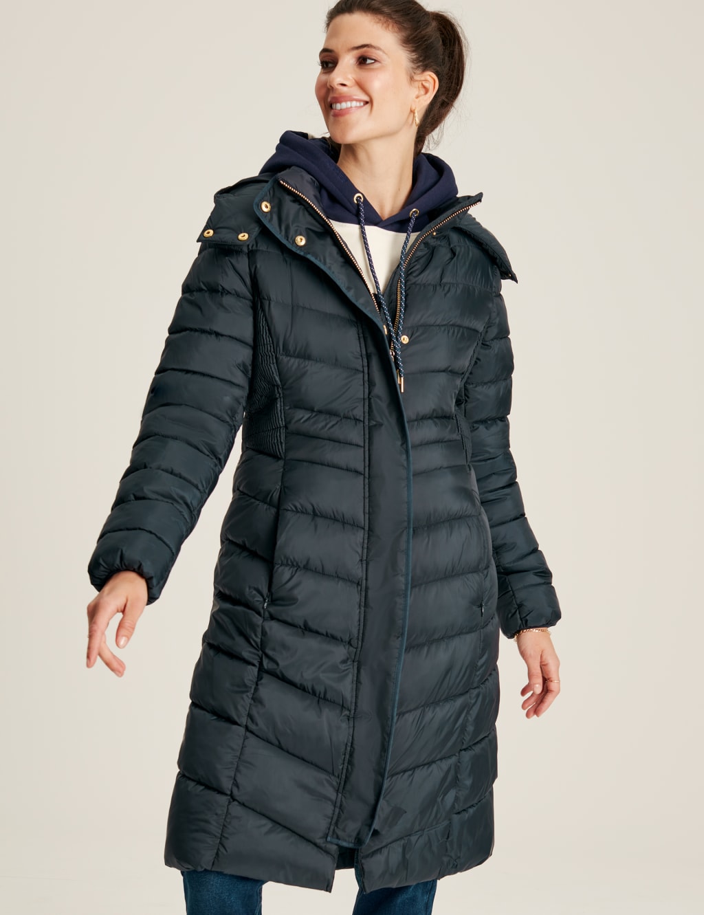 Padded womens coat with sale fur hood