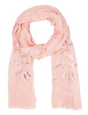 Scattered Dragonfly Print Scarf with Modal | Per Una | M&S