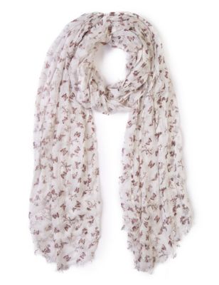 Modal Blend Lightweight Mini Butterfly Print Scarf | M&S Collection | M&S