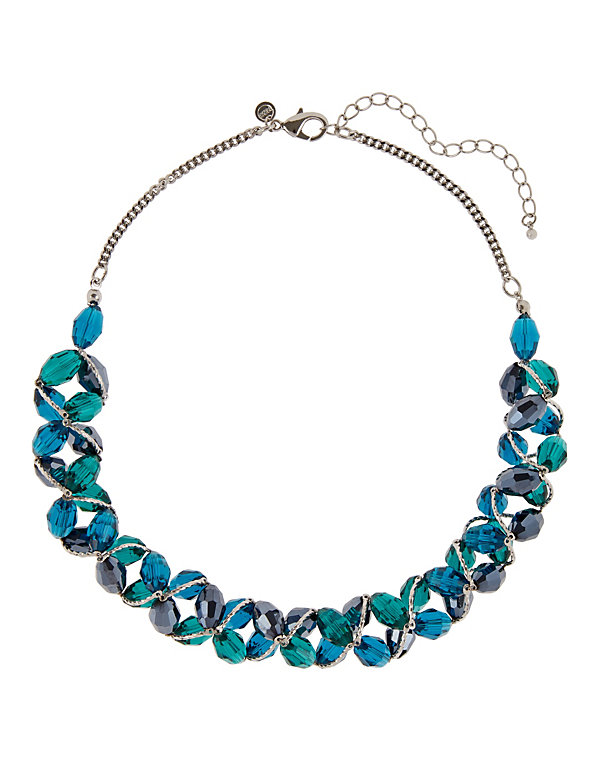 Multi-Faceted Bead Twisted Collar Necklace - QA