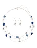 Silver Plated Bead Necklace & Earrings Set