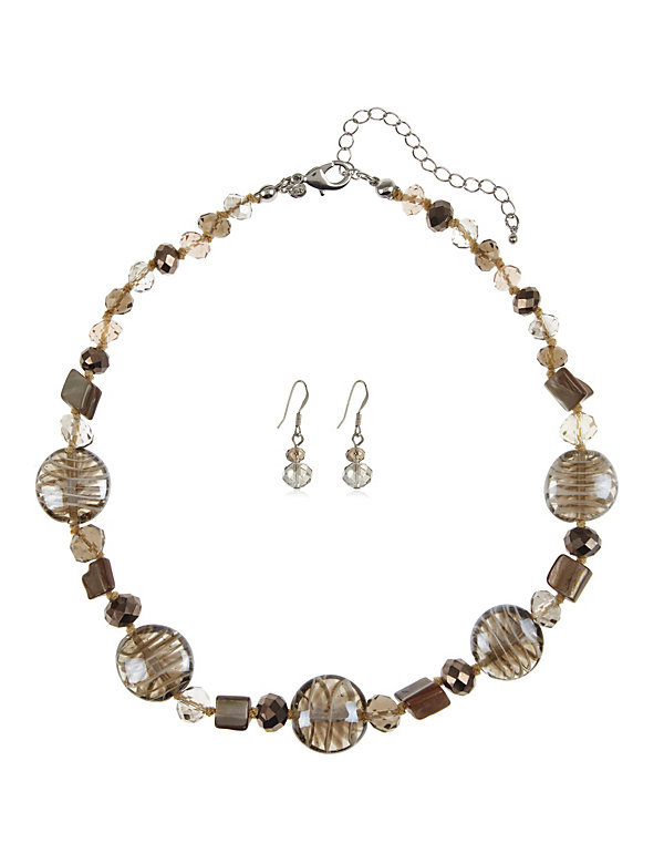 Glitter Swirl Necklace & Earrings Set - QA