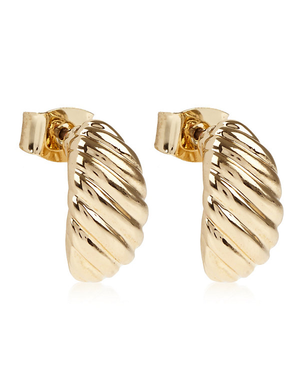 Gold Plated Textured Hoop Earrings  - HK