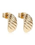 Gold Plated Textured Hoop Earrings 