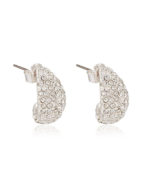 Silver Plated Diamanté Teardrop Earrings - JE