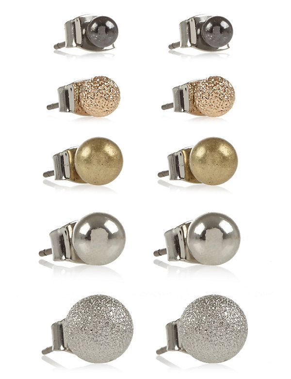 Assorted Ball Stud Earrings Set - SG