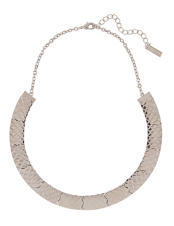 Diamond Design Link Chain Collar Necklace - SG