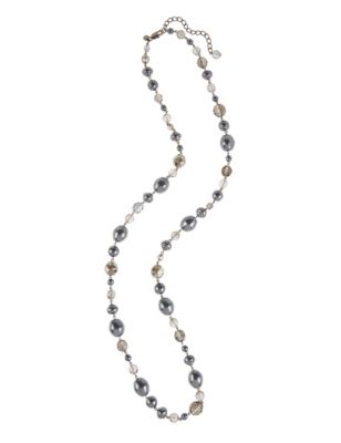 Pearl Effect Sparkle Bead Rope Necklace - SG