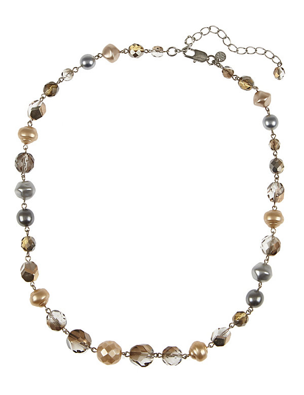 Pearl Effect & Multi-Faceted Bead Necklace - QA