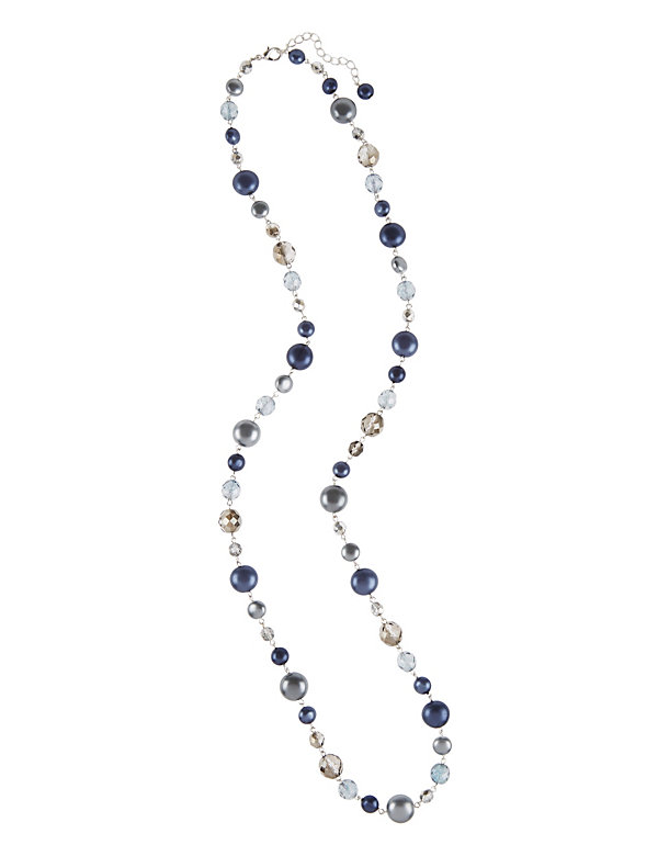 Ombre Sparkle Bead Long Rope Necklace - JE