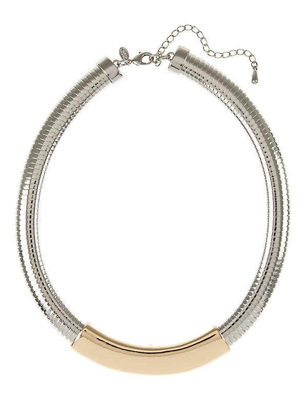 Two Tone Sleek Collar Necklace - QA