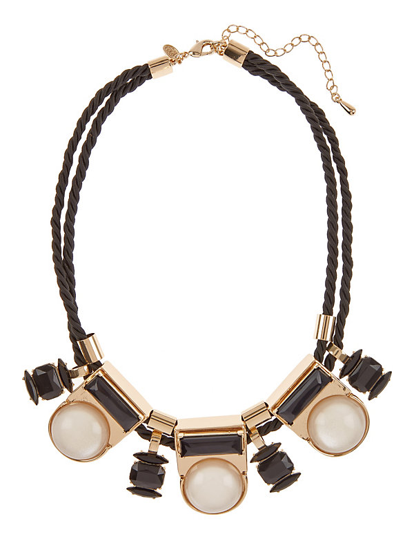 Pearl Effect & Gem Collar Necklace - SG