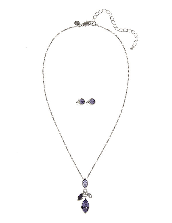 Cluster Stone Pendant Necklace & Earrings Set MADE WITH SWAROVSKI® ELEMENTS - JE