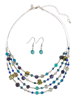 Juego de pendientes collar de varias hebras con abalorios variados | M&S ES