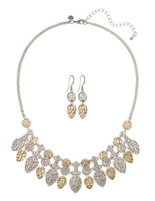Metal Teardrop Necklace & Earrings Set | M&S Collection | M&S