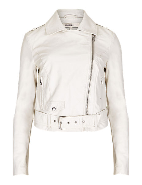 Faux Leather Belted Biker Jacket | Limited Edition | M&S