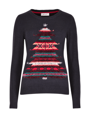 Embroidered Christmas Tree Jumper | Per Una | M&S