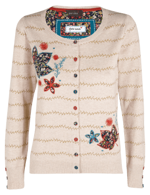 Pure Cotton Leaf & Floral Embroidered Cardigan | Per Una | M&S