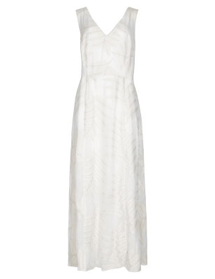 Speziale Pure Silk Fern Embroidered Bodice Maxi Dress | Per Una | M&S