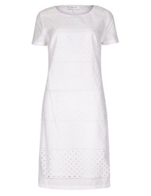 Pure Cotton Broderie Shift Dress | Per Una | M&S