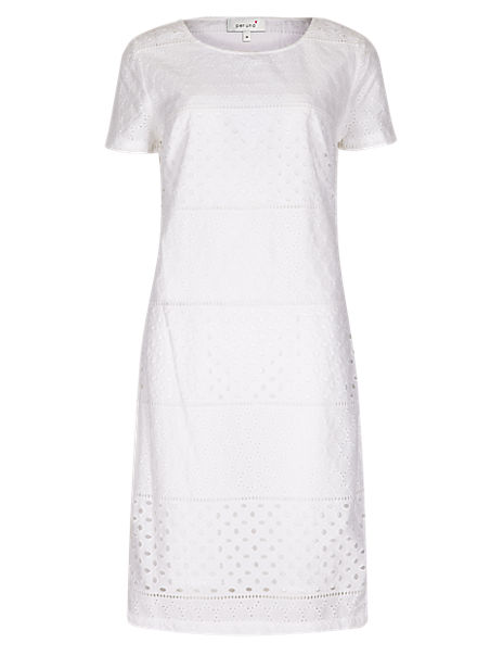 Pure Cotton Broderie Shift Dress | Per Una | M&S