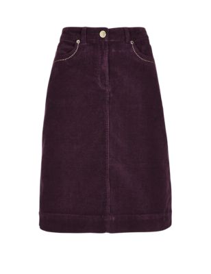 Cotton Rich A-Line Corduroy Skirt | Per Una | M&S