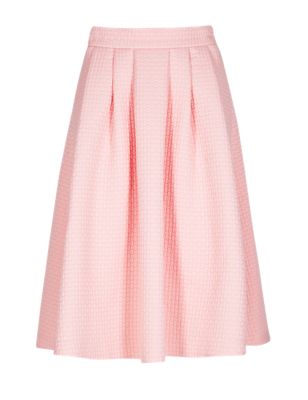 Full Textured Pleated Jacquard Skater Skirt | Limited Edition | M&S