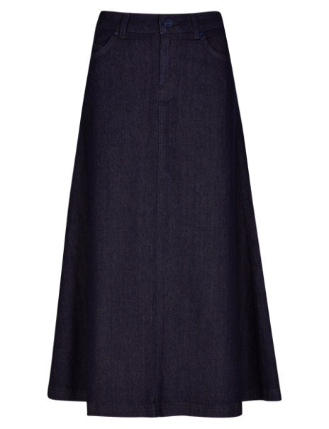 Denim Calf Length Skirt | Per Una | M&S