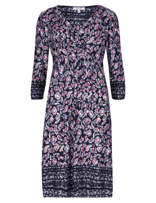 3/4 Sleeve Ditsy Floral Fit & Flare Dress | Per Una | M&S