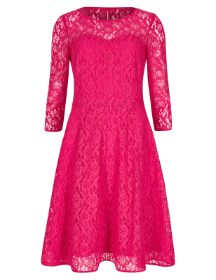 Cotton Rich Floral Lace Fit & Flare Dress | Per Una | M&S