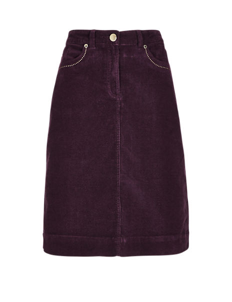 Cotton Rich A-Line Corduroy Skirt | Per Una | M&S