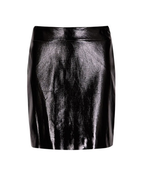 Faux Leather Patent Finish A-Line Skirt | Limited Edition | M&S
