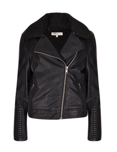 Borg Lined Faux Leather Jacket | Limited Edition | M&S