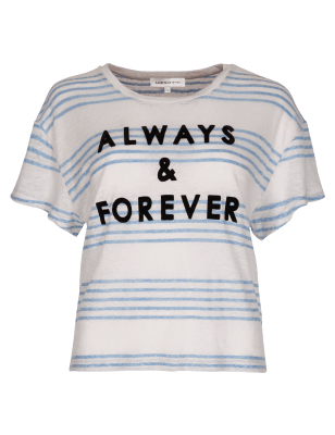 Linen Rich 'Always & Forever' Slogan Striped T-Shirt | Limited Edition ...