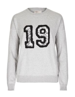 Pure Cotton Sequin Embellished Number 19 Jumper | Limited Edition | M&S