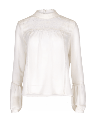 Long Sleeve Lace Trim Blouse Limited Edition M S