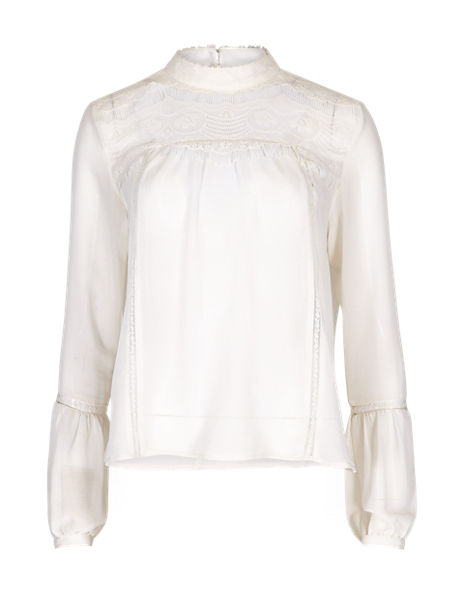 Long Sleeve Lace Trim Blouse | Limited Edition | M&S