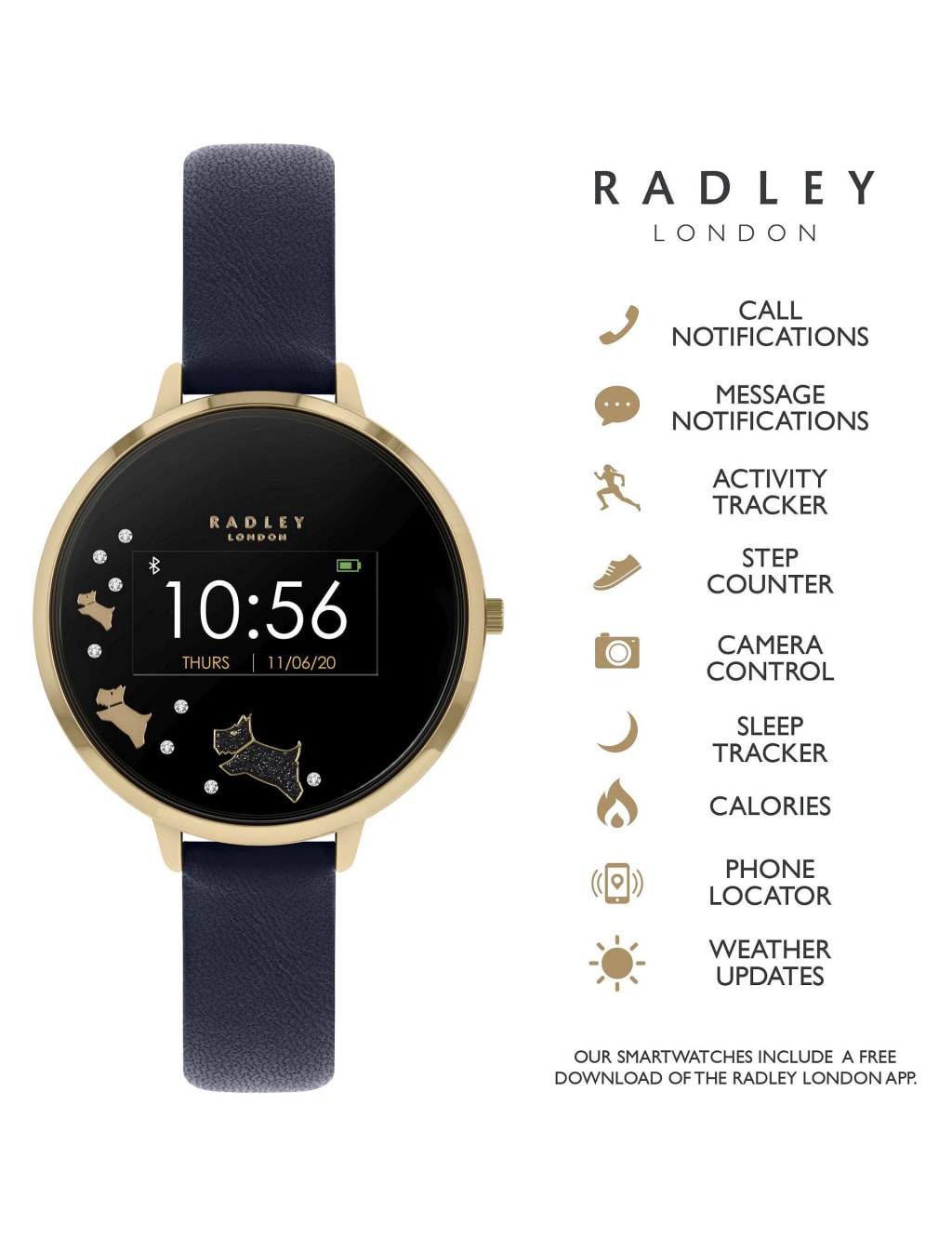 Radley Series 3 Activity Tracker Navy Smartwatch Radley M&S