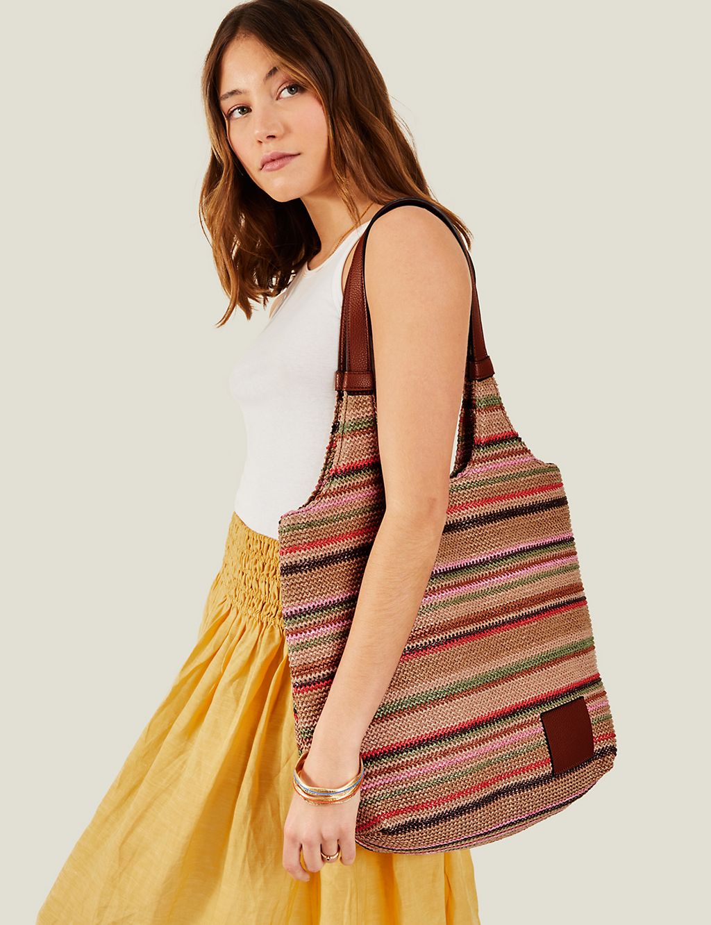 Raffia Striped Shoulder Bag 2 of 4