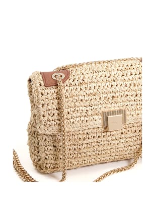 Raffia Woven Chain Strap Shoulder Bag | Dune London | M&S