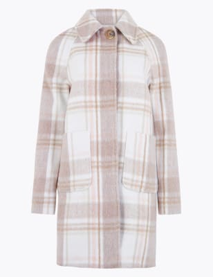 marks and spencer checked coat