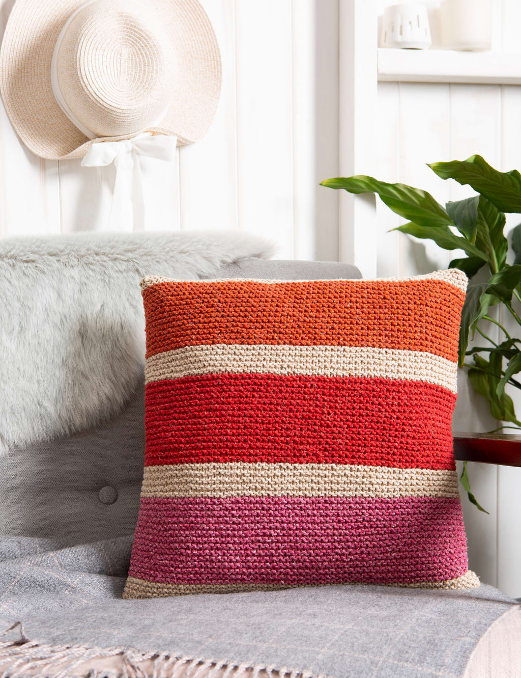 Rainbow Cushion Knitting Kit Wool Couture M&S