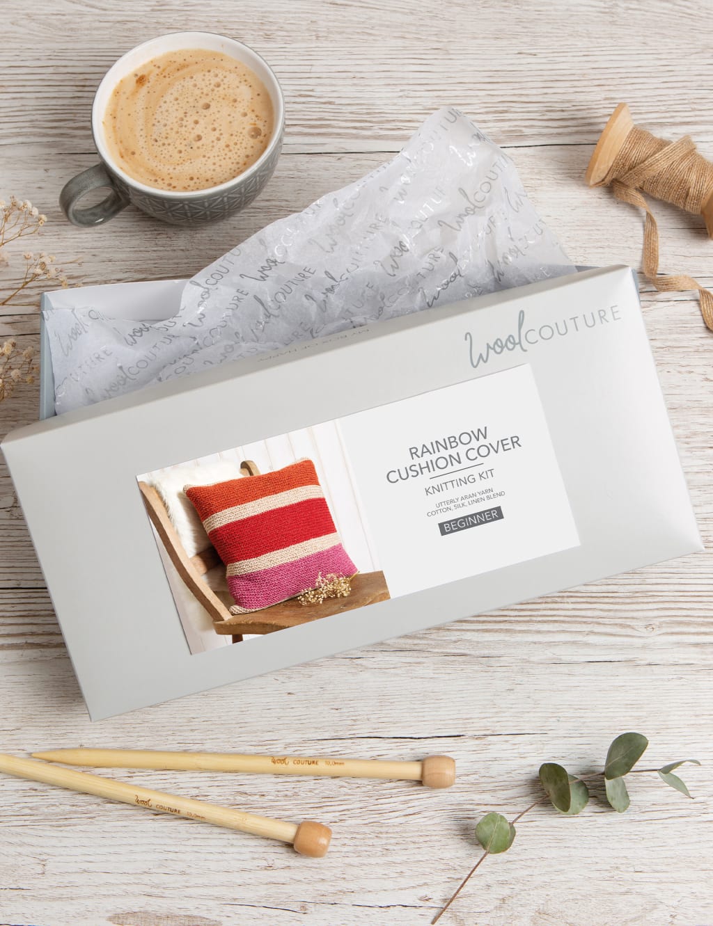 Rainbow Cushion Knitting Kit Wool Couture M&S