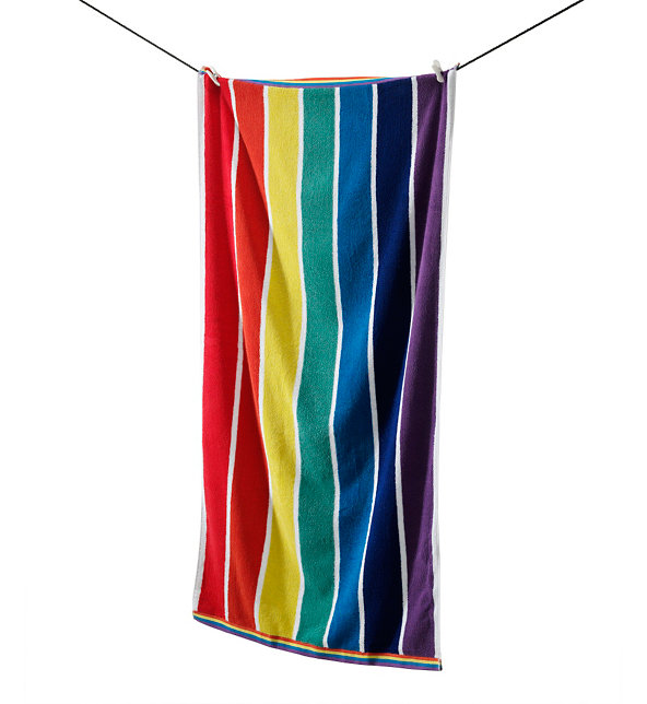 Rainbow Striped Beach Towel Image 1 of 2