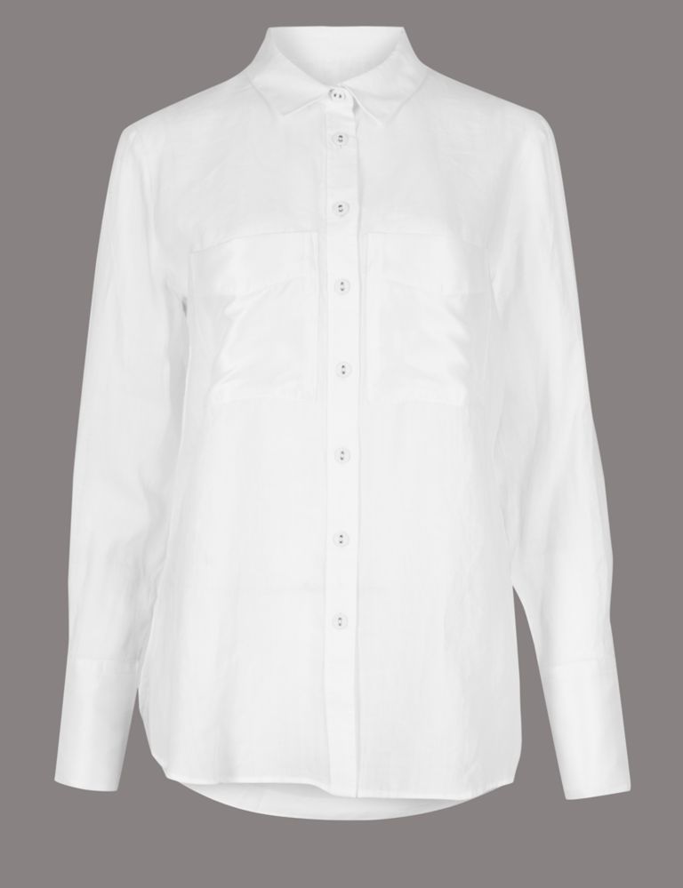Ramie Pocket Detail Long Sleeve Shirt 2 of 5