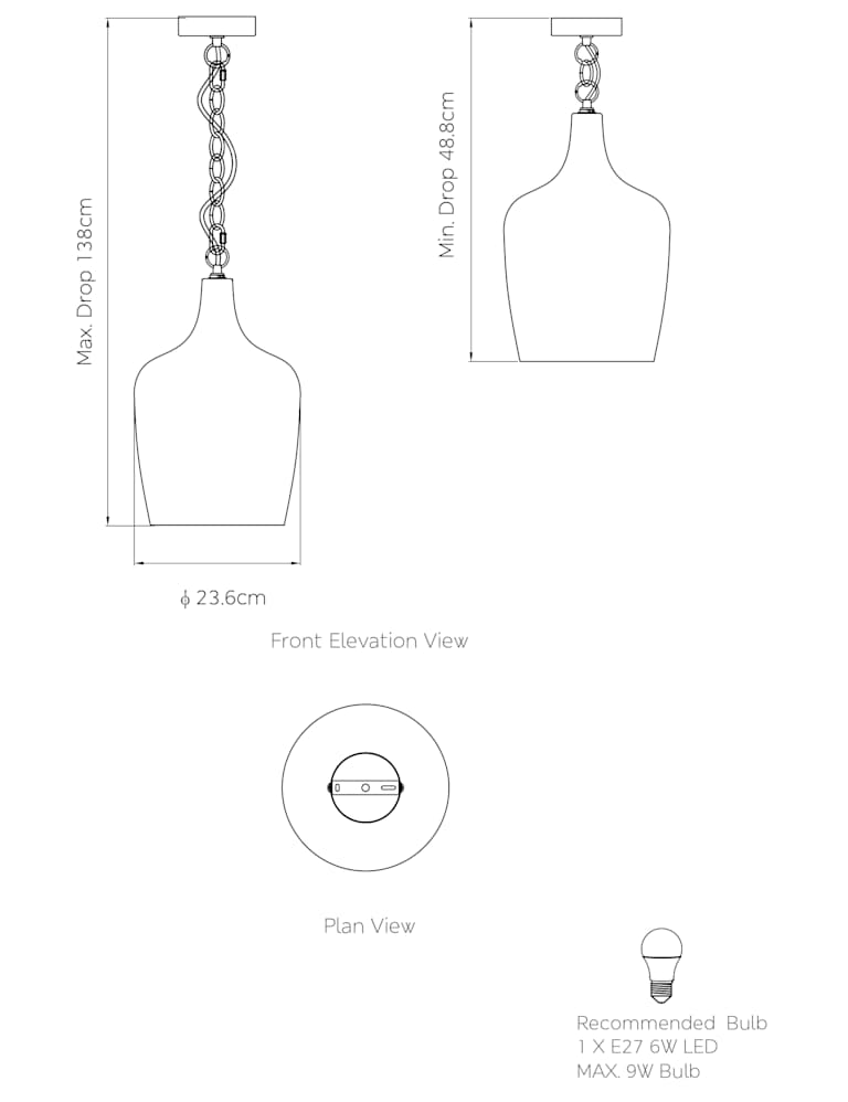Raven Glass Pendant Ceiling Light 8 of 9