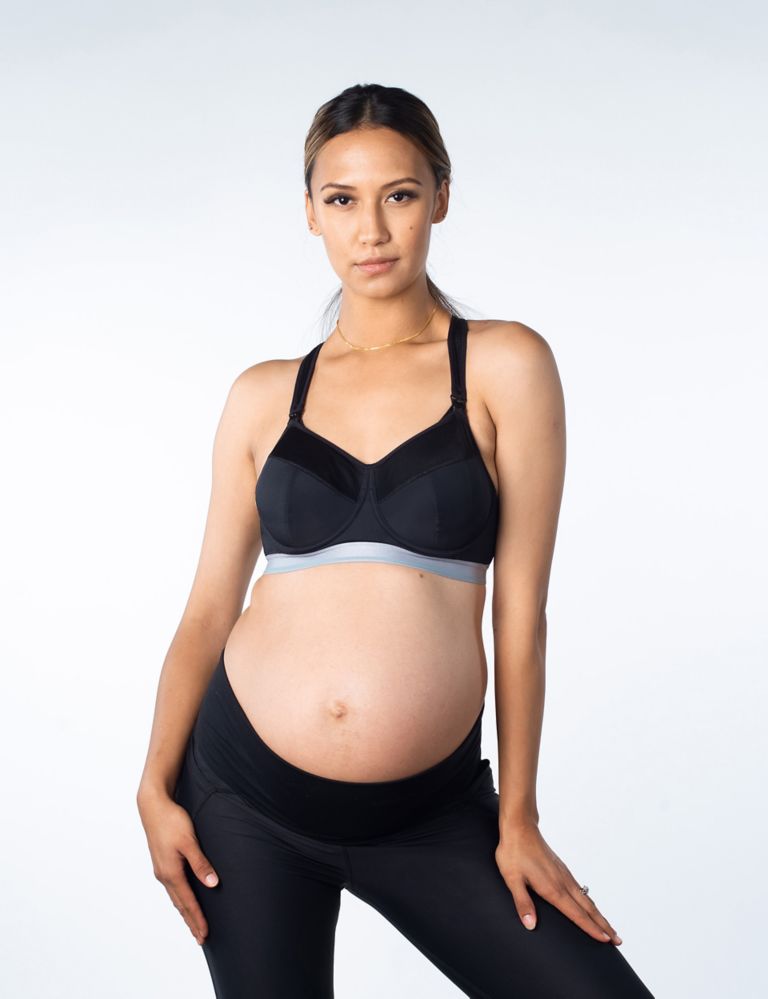Marks & Spencer M&S Black Non Wired Padded Sports Maternity Nursing Bra  Size L